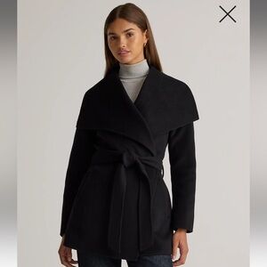 Quince Double-faced Merino Wool Draped Collar Short Wrap Coat, NWOT, M